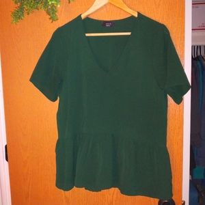 Forest Green Oversized Ruffle Blouse